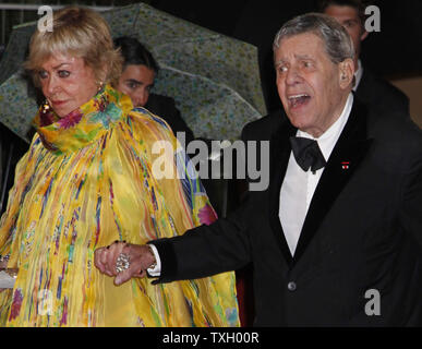 Actor Jerry Lewis (R) and Yanou Collart arrive on the red carpet after a screening of the film 'Bright Star' at the 62nd annual Cannes Film Festival in Cannes, France on May 15, 2009.   (UPI Photo/David Silpa) Stock Photo