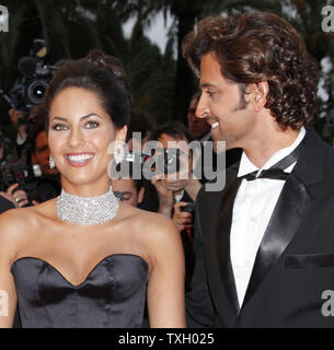 Actress Barbara Mori Ochoa and Bollywood actor Hrithik Roshan arrive on the red carpet before a screening of the film 'Bright Star' at the 62nd annual Cannes Film Festival in Cannes, France on May 15, 2009.   (UPI Photo/David Silpa) Stock Photo