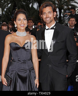 Actress Barbara Mori Ochoa and Bollywood actor Hrithik Roshan arrive on the red carpet before a screening of the film 'Bright Star' at the 62nd annual Cannes Film Festival in Cannes, France on May 15, 2009.   (UPI Photo/David Silpa) Stock Photo