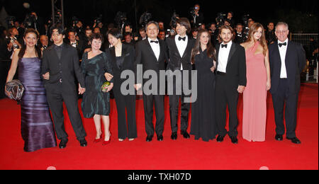 The cast and crew of the film 'Taking Woodstock' arrive on the red carpet before a screening of the film 'Taking Woodstock' at the 62nd annual Cannes Film Festival in Cannes, France on May 16, 2009.   (UPI Photo/David Silpa) Stock Photo