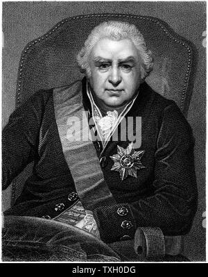 Joseph Banks (1743-1820) English botanist and plant collector; sailed with James Cook on 'Endeavour' 1768-71; President of Royal Society for 41 years from 1778. Engraving after portrait by Thomas Phillips Stock Photo