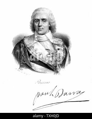 Paul Jean Francois Nicolas, Comte de Barras (1755-1829) French revolutionary. Lithograph Stock Photo