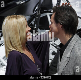 Actress Jenny McCarthy and actor Jim Carrey arrive at a photocall for the film 'A Christmas Carol' at the 62nd annual Cannes Film Festival in Cannes, France on May 18, 2009.   (UPI Photo/David Silpa) Stock Photo