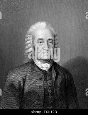 Emanuel Swedenborg (1688-1772) Swedish philosopher mystic and cosmologist. Portrait engraving Stock Photo