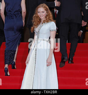 Model Lily Cole arrives on the red carpet before a screening of the film 'The Imaginarium of Doctor Parnassus' at the 62nd annual Cannes Film Festival in Cannes, France on May 22, 2009.   (UPI Photo/David Silpa) Stock Photo