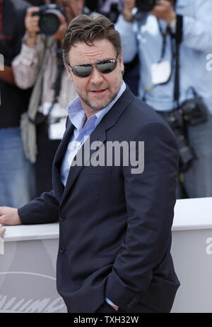 Russell Crowe arrives at a photocall for the film 'Robin Hood' at the 63rd annual Cannes International Film Festival in Cannes, France on May 12, 2010.   UPI/David Silpa Stock Photo