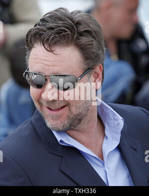 Russell Crowe arrives at a photocall for the film 'Robin Hood' at the 63rd annual Cannes International Film Festival in Cannes, France on May 12, 2010.   UPI/David Silpa Stock Photo