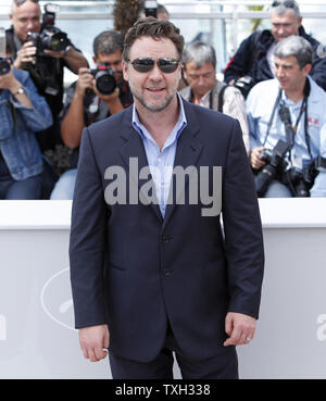 Russell Crowe arrives at a photocall for the film 'Robin Hood' at the 63rd annual Cannes International Film Festival in Cannes, France on May 12, 2010.   UPI/David Silpa Stock Photo