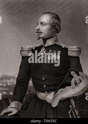 François Certain de Canrobert (1809-1895) French soldier and Marshal of France. During the Crimean (Russo-Turkish) War (1853-1856)  he was twice wounded at the Battle of Alma. On the death of St Arnaud (1854) he assumed command of French forces and was again wounded at Inkerman leading a charge of Zouaves.  Engraving. Stock Photo