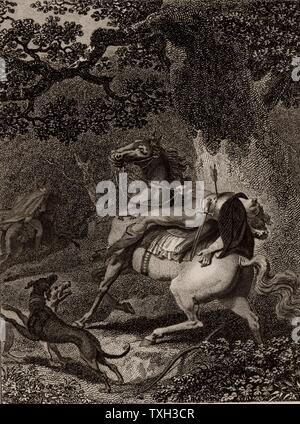 William II called Rufus (the Red) (1056-1100), second surviving son of William I, king of  England from 1087. Cruel and rapacious, he was an unpopular monarch. He was killed by an arrow at Brokenhurst in the New Forest.  From 'The Imperial History of England' by Theophilus Camden (London, 1832).  Engraving. Stock Photo