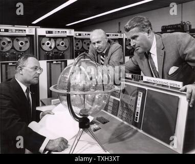 German-American rocket scientist Dr. Wernher von Braun (right) speaks ...