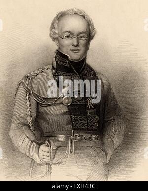 David Stewart of Garth (1772-1829) Scottish soldier and author.  Entered the 42nd Highlanders in 1787. Badly wounded at the Battle of Alexandria (Aboukir) in 1801 when the British defeated the French. Created Major-General in 1825. When he died he was serving as Governor of St Lucia.  Author of 'Sketches ...of the Highlanders of Scotland: with Details of the Military Service of the Highland Regiments'  (1822).  Engraving from 'A Biographical Dictionary of Eminent Scotsmen' by Thomas Thomson (1870). Stock Photo