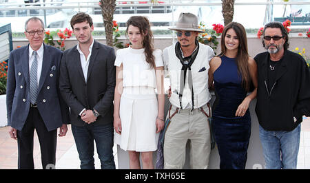 (From L to R) Geoffrey Rush, Sam Claflin, Astrid Berges-Frisbey, Johnny Depp, Penelope Cruz and Ian McShane arrive at a photocall for the film 'Pirates of the Caribbean: On Stranger Tides' during the 64th annual Cannes International Film Festival in Cannes, France on May 14, 2011.   UPI/David Silpa Stock Photo