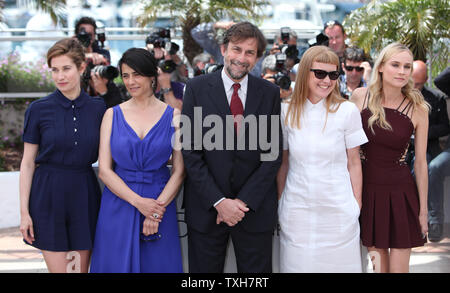 (From L to R) Emmanuelle Devos, Hiam Abbass, Jury President Nanni Moretti, Andrea Arnold and Diane Kruger arrive at a jury photocall during the 65th annual Cannes International Film Festival in Cannes, France on May 16, 2012.   UPI/David Silpa Stock Photo