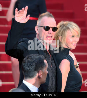 Sting and his wife Trudie Styler arrive on the red carpet before the screening of the film 'Mud' during the 65th annual Cannes International Film Festival in Cannes, France on May 26, 2012.  UPI/David Silpa Stock Photo