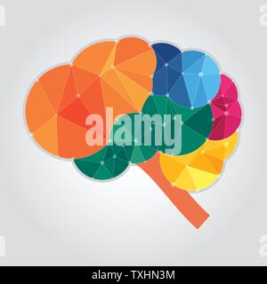 Cloud brain concept polygon style, vector Stock Vector