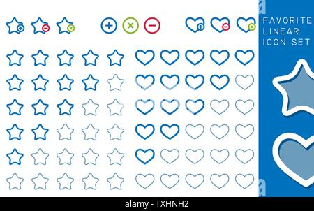 Colored stars and hearts favorite; Icons Set, vector Stock Vector