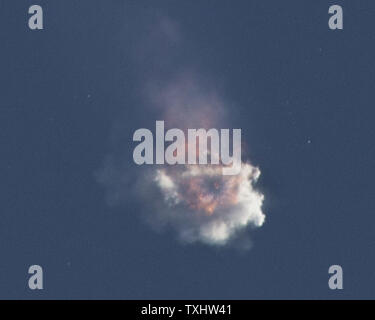 The SpacEx Falcon 9 rocket explodes shortly after liftoff at 10:21 AM ...