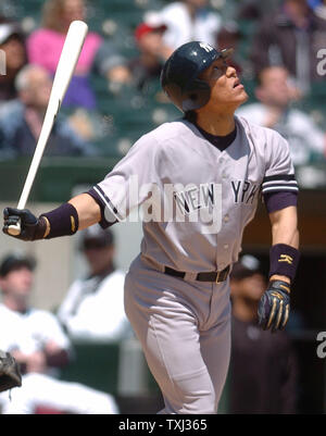 New York Yankees Hideki Matsui pops out against the New York Yankees in Chicago on May 16, 2007. (UPI Photo/David Banks) Stock Photo