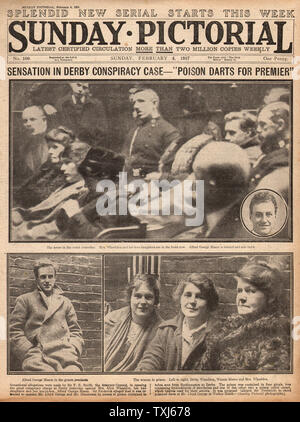 1917 Sunday Pictorial front page reporting David Lloyd George poison trial Stock Photo