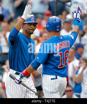 Chicago Cubs' Alfonso Soriano hits a solo home run in the sixth inning  against the Washington Nationals in a baseball game on Wednesday, Aug. 10,  2011, in Chicago. (AP Photo/Charles Cherney Stock