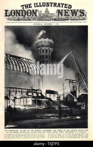 1936 Illustrated London News front page Crystal Palace Fire Stock Photo