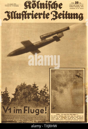 1944 Kolnische Illustrierte Zeitung V1 & V2 rockets Stock Photo