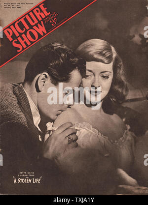 1947 Picture Show magazine front page Bette Davis and Glenn Ford in A Stolen Life Stock Photo