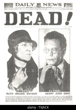 1928 New York Daily News newspaper front page Execution of Ruth Snyder and Judd Gray Stock Photo