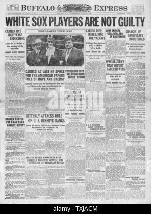 1921 The Buffalo Express newspaper front page Death of Tenor