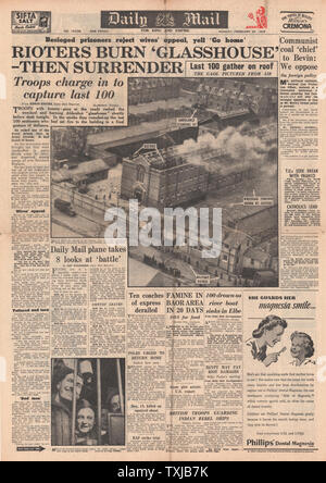 Daily Mail Riots 1946 Daily Mail newspaper front page Bombay Riots Stock Photo - Alamy