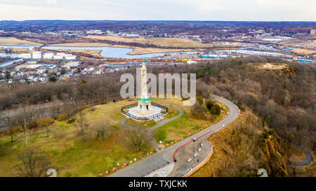 Soldiers and Sailors Monument, East Rock Park, New Haven, CT, USA Stock Photo