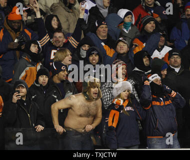 Chicago Bears fans cheer before the game against the Green Bay Packers at  Soldier Field in Chicago on December 29, 2013. UPI/Brian Kersey Stock Photo  - Alamy