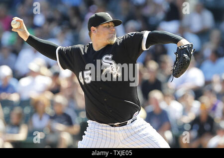 Chicago White Sox closer Bobby Jenks reacts after getting the