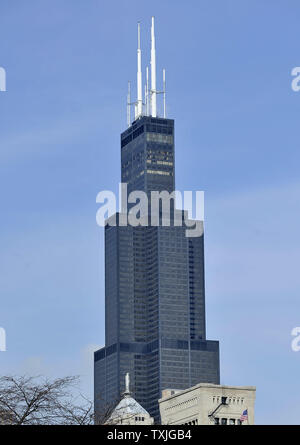 The Willis Tower stands in Chicago on March 31, 2011. Formerly named the Sears Tower, the structure was the world's tallest building from its construction in 1974 until 1998.     UPI/Brian Kersey Stock Photo