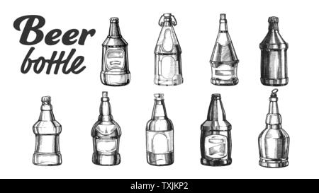 Set of hand drawn sketch style alcoholic drinks. Vector illustration 