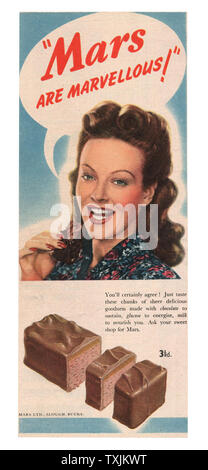 1947 British advertisement for Mars Bar Stock Photo - Alamy