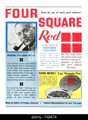 four square cigarette advertisement tobacco advert from 1946 Stock Photo Four Square - cigarette advertisement