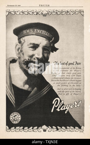 1940 UK Magazine Player's Cigarette Advert Stock Photo