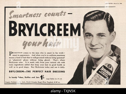 1940 UK Magazine Brylcreem Advert Stock Photo