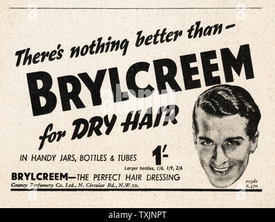 1940 UK Magazine Brylcreem Advert Stock Photo