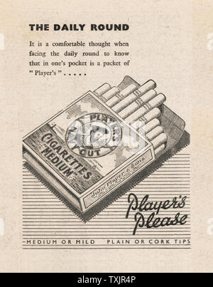 1946 UK Magazine Player's Cigarette Advert Stock Photo