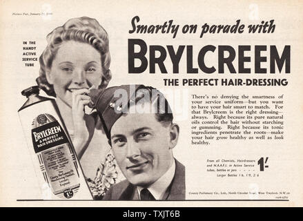 1940 UK Magazine Brylcreem Advert Stock Photo