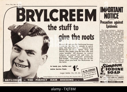 1940 UK Magazine Brylcreem Advert Stock Photo