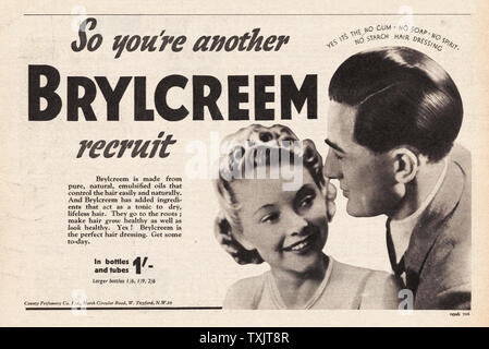 1940 UK Magazine Brylcreem Advert Stock Photo