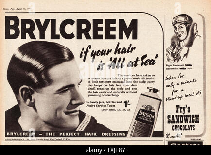 1940 UK Magazine Brylcreem Advert Stock Photo