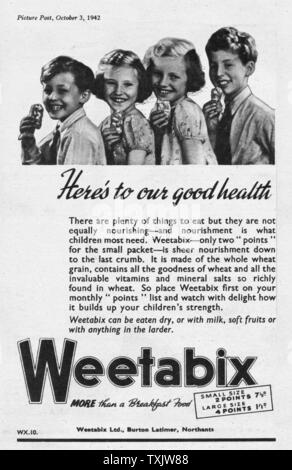 1942 UK Magazine Weetabix Advert Stock Photo