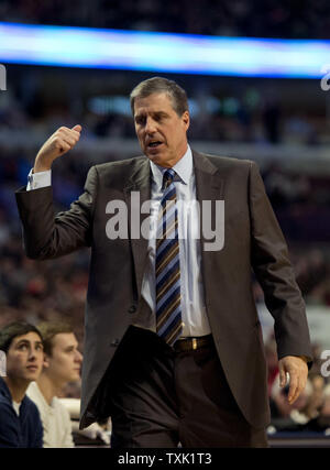 Washington Wizards head coach Randy Wittman signals for a sub during the second quarter against the Chicago Bulls at the United Center in Chicago on March 3, 2015.     Photo by Brian Kersey/UPI Stock Photo