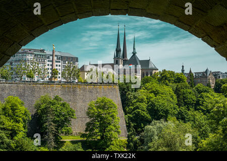 Paronamic view from Adolphe Bridge in Luxembourg Stock Photo