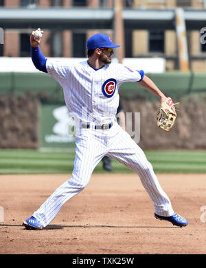 April 19, 2015: Chicago Cubs Third base Kris Bryant (17) [10177] walks back  to the dugout after striking out during a game between the San Diego Padres  and Chicago Cubs at Wrigley